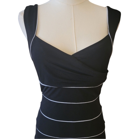 WHBM Black Striped Bodycon Dress Size 4 - Picture 3 of 6